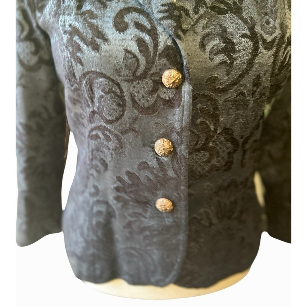 Erin London Black Velvet Damask Blazer Jacket SZ Large Victorian Dark Romantic - Picture 6 of 9